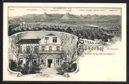 AK Vaihingen a. F., Restaurant Jägerhof beim Pfaffenwald, Besitzer Th. Möller, Schwäbische Alb