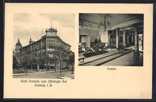 AK Freiburg i. B., Hotel Sommer zum Zähringer Hof, Vestibül
