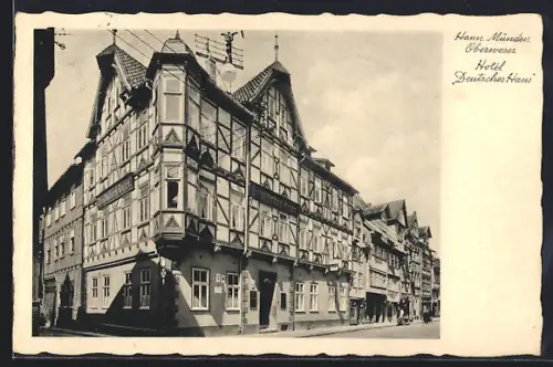 AK Hann. Münden, Hotel Deutsches Haus und Geschäfte
