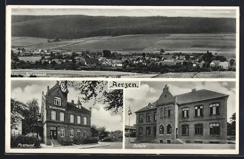 AK Aerzen, Teilansicht, Postamt mit , Schule