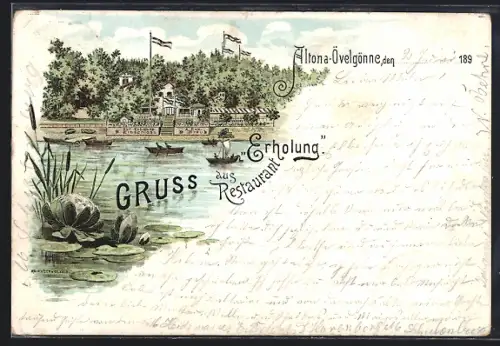 Lithographie Hamburg-Bahrenfeld, Restaurant Erholung, Bes. A. Eck