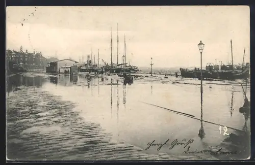 AK Kiel, Sturmflut am 31. Dezember 1904, Kaistrasse