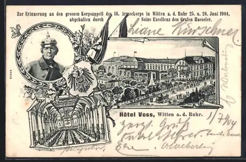 AK Witten a. d. Ruhr, Korpsappell des 16. Armeekorps 1904, Hôtel Voss