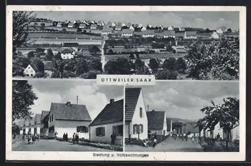 AK Ottweiler /Saar, Siedlung, Volkswohnungen und Totalansicht