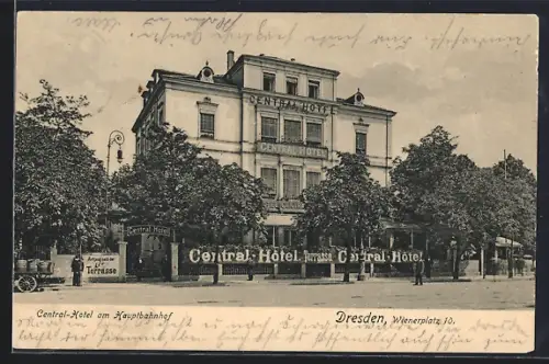 AK Dresden, Central-Hotel am Hauptbahnhof, Wienerplatz 10
