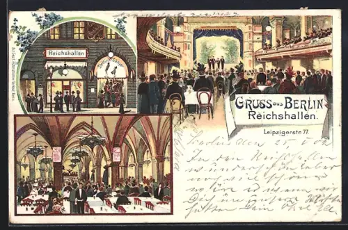 Lithographie Berlin, Gasthaus Reichshallen, Leipziger Strasse 77