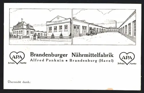 Künstler-AK Brandenburg /Havel, Brandenburger Nährmittelfabrik Alfred Panknin, APA Schutz-Marke