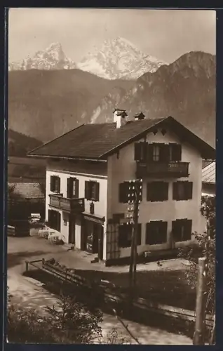AK Berchtesgaden, Gasthaus zur Schönen Aussicht in der Königseerstr. 4 1/2, Inh. Josef Hötzl
