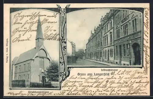 AK Langerfeld, Leibuschstrasse, Kirschbaumstrasse mit Kirche