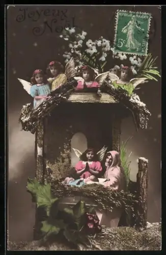 AK Weihnachtsengel mit Maria und dem Christkind, Joyeux Noel