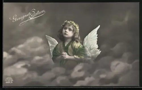 AK Kleiner Osterengel über den Wolken