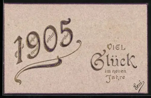 AK Violette Jahreszahl 1905, Neujahrsgruss