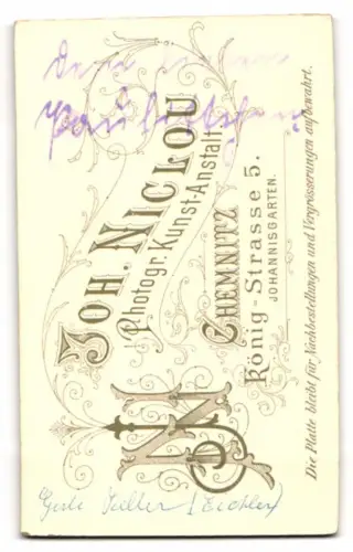 Fotografie Joh. Nicolou, Chemnitz, Königstrasse 5, Gerli Keller im Porträt