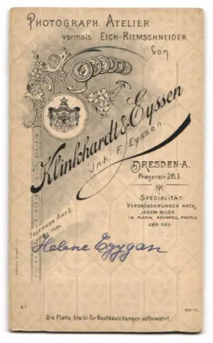 Fotografie Klinkhardt & Eyssen, Dresden, Pragerstr. 26, Helene Czygan im Porträt