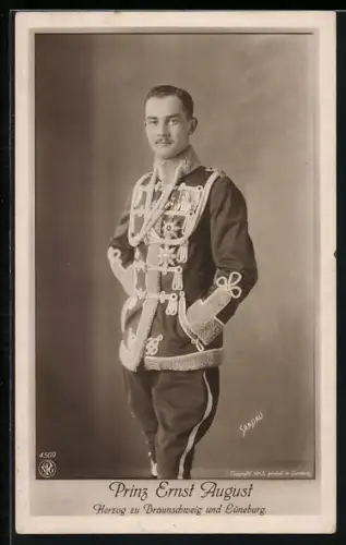 AK Ernst August Herzog von Braunschweig, Portrait in Husaren-Uniform