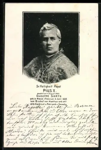 AK Sr. Heiligkeit Papst Pius X. (Giuseppe Sarto)