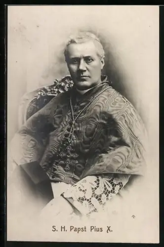 AK Papst Pius X. in seinem Sessel