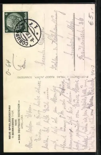 AK Puppe Hans im Glück, Neue Spielzuegschau in Sonneberg, 1935