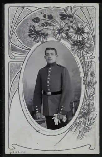 Foto-AK Soldat in Uniform, Passepartout