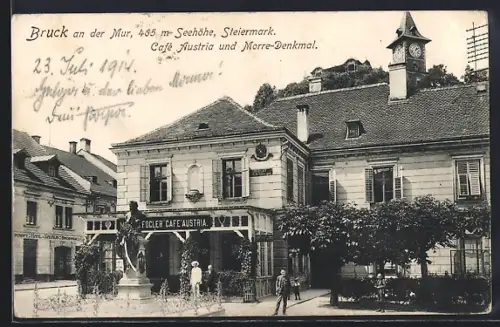 AK Bruck / Mur, Cafe Austria und Morre-Denkmal