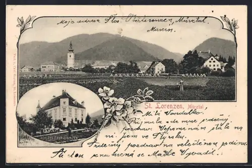 AK St. Lorenzen, Schloss Oberlorenzen, Ortsansicht