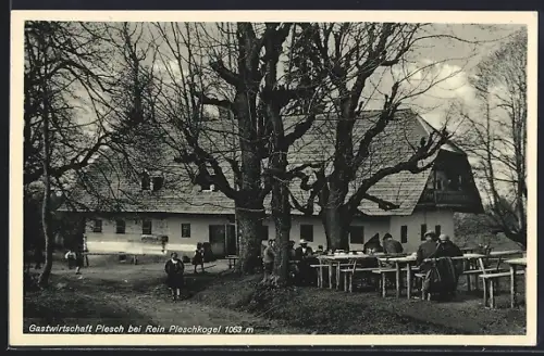 AK Gratwein-Strassengel, Rein Pleschkogel, Gastwirtschaft Plesch mit Garten