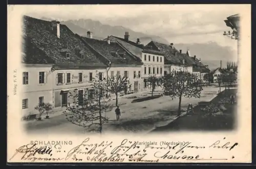 AK Schladming, Marktplatz mit Gasthaus Lebzelterei von Franz Lohr
