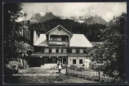 AK Ramsau, Hotel - Pension Eberlehnerhof mit Alpenpanorama