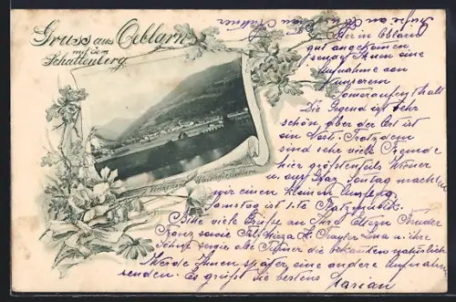 AK Oeblarn, Blick zum Ort mit dem Schattenberg