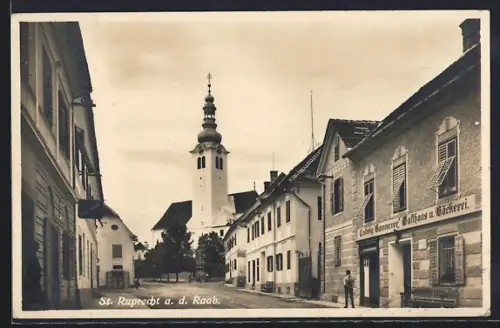 AK St. Ruprecht a. d. Raab, Strassenpartie im Ort mit Gasthaus Ludwig Kammerer