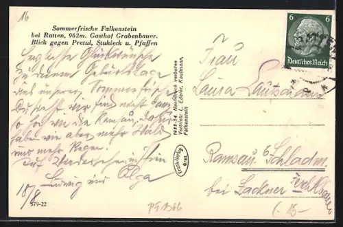 AK Falkenstein bei Ratten, Blick auf den Ort