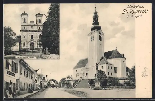 AK St. Ruprecht a. d. Raab, Marktplatz, Wallfahrtskirche Breitegg