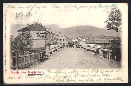 AK Kapfenberg, Blick in eine Strasse der Ortschaft