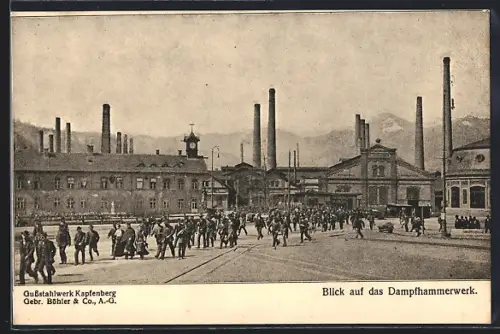 AK Kapfenberg, Gussstahlwek Gebr. Böhler & Co. AG, Dampfhammerwerk, Schichtwechsel, Panorama