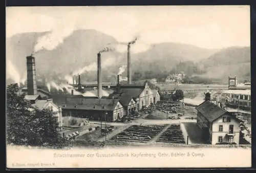 AK Kapfenberg, Gussstahlwek Gebr. Böhler & Co. AG, Erlachhammer aus der Vogelschau