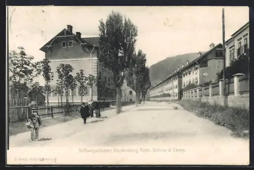 AK Kapfenberg, Gussstahlwek Gebr. Böhler & Co. AG, Stiftungshäuser mit Strasse