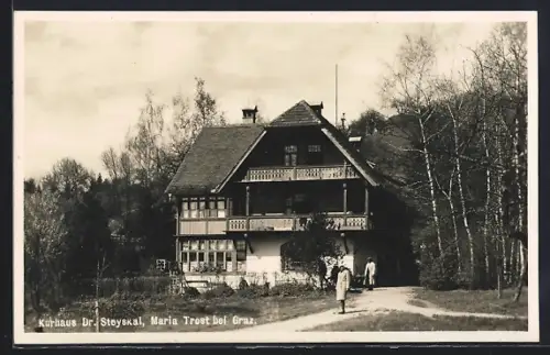 AK Maria Trost bei Graz, Kurhaus Dr. Steyskal mit Wegpartioe