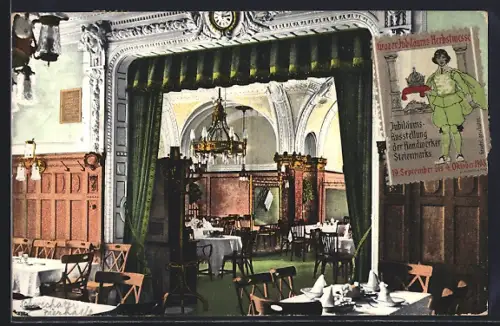 AK Graz, Gasthaus Schwechater Bräu, Herrengasse 13, Bürgerstube mit Blick in den Speisesaal
