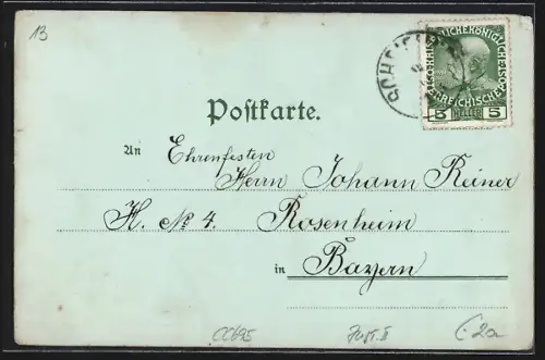 Mondschein-Lithographie St. Lorenzen b. Scheifling, Schrattenberg, Ortsansicht mit Landstrasse, silberner Mond