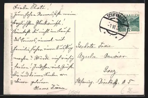 AK Schwanberg, Villenviertel, Strassenpartie, Gruppe mit Stecken