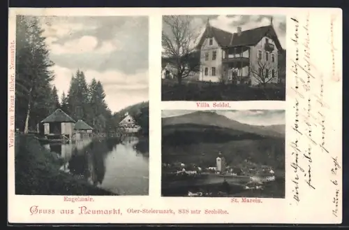 AK Neumarkt, Anwesen Engelmair mit Gewässer, St. Marein, Villa Seidel