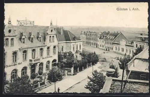AK Güsten i. Anh., Ortsansicht mit Hotel Thüringer Hof
