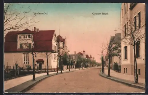AK Salzwedel, Blick in die Grosser Stegel-Strasse