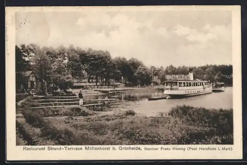 AK Möllenhorst / Grünheide, Restaurant und Strand-Terrasse