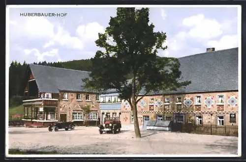 AK Herold / Erzg., Fremdenheim Huberbauer-Hof mit Autos