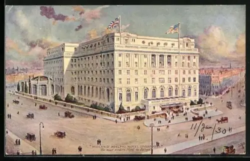 Künstler-AK Liverpool, Midland Adelphi Hotel