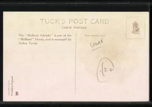 Künstler-AK Liverpool, Midland Adelphi Hotel