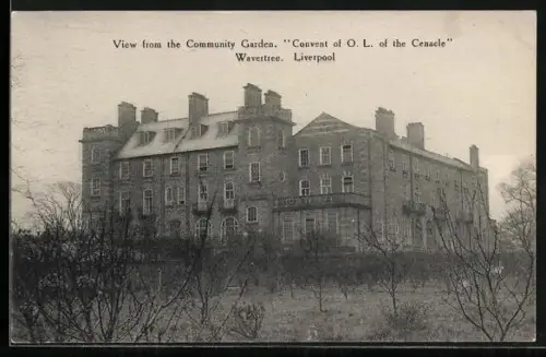 AK Liverpool, View from the Community Garden Convent of O. L. of the Cenacle, Wavertree