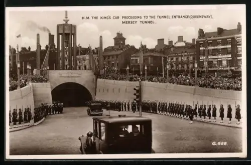 AK Liverpool, The King`s Car Proceeding to the Tunnel Entrance, Mersey Tunnel
