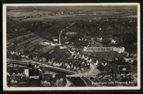 AK Waiblingen, Gesamtansicht vom Flugzeug aus